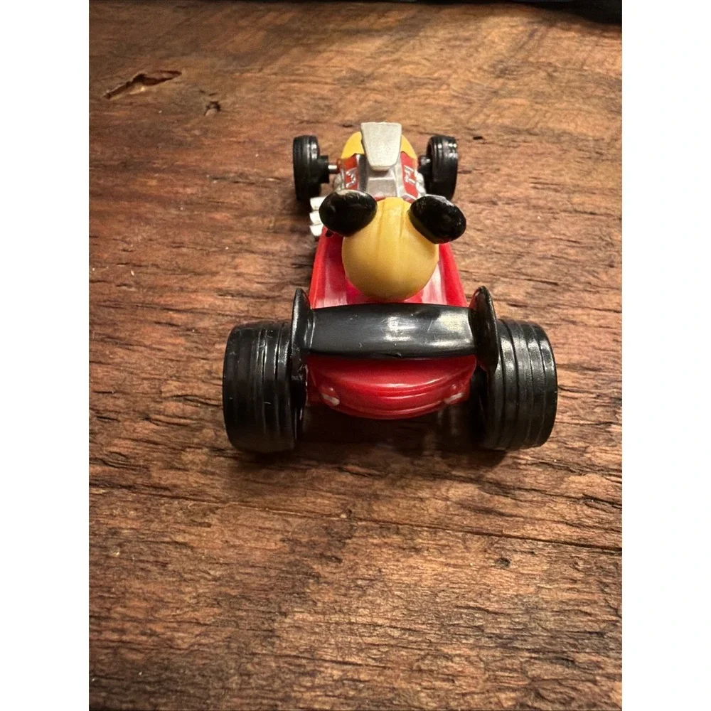 Disney Mickey Mouse 3 Inches Red & Yellow Toy Race Car 28 With Engine Detail
